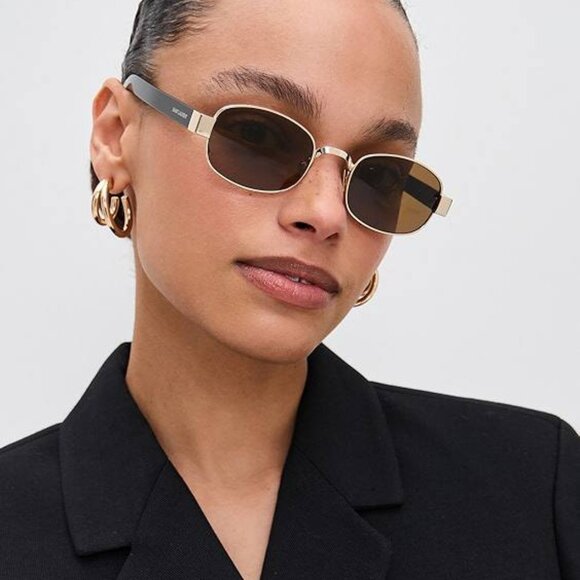 🕶️ New Saint Laurent SL706 001 Sunglasses - Light Gold Frame, Nicotine Lenses - Picture 1 of 11